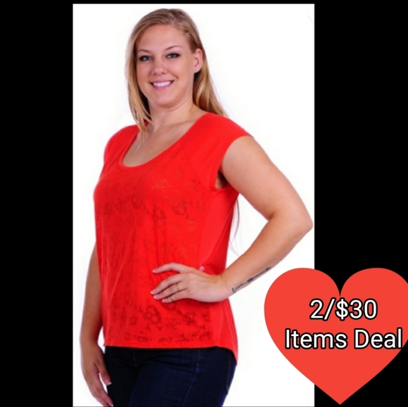 BelleFemme Boutique Tops - Skull Top Plus Size Tee Cherry Red NEW Goth Rocker Biker Gothic Halloween